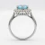 Oval Blue Aquamarine Diamond Halo Statement Ring Side