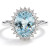Oval Blue Aquamarine Diamond Halo Statement Ring
