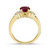 Oval Red Garnet Diamond Engagement Ring Yellow Gold Side