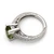 Princess Cut Green Peridot and Diamond Engagement Ring Antique Style Side