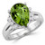 Pear Cut Green Peridot Diamond Cocktail Statement Ring