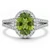 Oval Peridot and Diamond Halo Engagement / Statement Ring Split Band