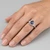 Marquise-Cut Blue Sapphire Diamond Promise Ring On Hand