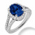 Blue Sapphire Diamond Halo Split Engagement Ring