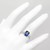 Emerald-Cut Blue Sapphire Diamond 3 Stone Engagement Ring on Hand