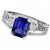 Emerald-Cut Blue Sapphire and Diamond 3 Stone Engagement Ring Vintage