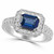 Blue Sapphire Diamond Halo Antique Style Engagement Ring