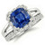 Cushion-Cut Blue Sapphire Diamond Halo Engagement Ring Set