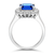 Cushion Cut Blue Sapphire Diamond Halo Statement Ring Side