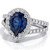 Pear-Shaped Blue Sapphire and Diamond Halo Engagement Ring
