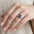 London Blue Topaz Diamond Vintage Engagement Ring On Hand