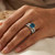 Princess Cut London Blue Topaz Diamond Vintage Engagement Ring Set On Hand