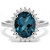 Oval London Blue Topaz and Diamond Halo Statement Ring