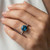 Large London Blue Topaz and Diamond Vintage-Style Ring On Hand