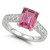 Emerald-Cut Pink Tourmaline and Diamond Engagement Ring Antique Style