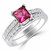 Square Pink Tourmaline Diamond Engagement Ring Set