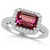 Rectangular Pink Tourmaline Diamond East-West Halo Statement Ring