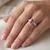 Emerald-Cut Pink Tourmaline and Diamond Engagement Ring On Hand