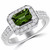 Rectangular Green Tourmaline Diamond Halo Engagement Ring