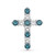 Blue and White Diamond Cross Pendant 14k White Gold