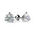 Two Carat Natural Diamond 3-Prong Stud Earrings Martini-Glass Style 14k White Gold