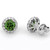 Green Diamond Halo Stud Earrings 18k White Gold Side