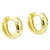 Shiny Scattered Diamond Hoop Earrings Polished 14k Yellow Gold Angle