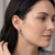 Blue Sapphire Diamond 14k White Gold Hoop Earrings On Model