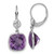 Cushion Amethyst White Topaz Dangle Drop Earrings 14k White Gold