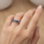 5-Stone Blue Diamond Anniversary Wedding Ring On Hand