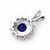 Blue Sapphire Diamond Halo Pendant Necklace Side