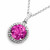 Pink Quartz Diamond Halo Pendant Necklace