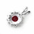 Red Ruby Diamond Halo Pendant Necklace White Gold 2