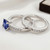 Cushion Cut Tanzanite Diamond Matching Engagement Wedding Ring Set Side