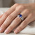 Cushion Cut Tanzanite Diamond Matching Engagement Wedding Ring Set On Hand