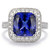 Large Cushion Tanzanite and Diamond Halo Statement Ring Vintage Style