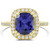 Tanzanite and Diamond Halo Engagement / Statement Ring Yellow Gold