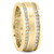 Two Row Channel Diamond Wedding Band Men's Satin Eternity Ring Yellow Gold