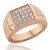 Square Pave-Set Diamond Men's Statement Ring Rose Gold
