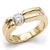 Men's Diamond Solitaire Off-Centered Pinky Ring 14k Yellow Gold