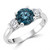 Fancy Blue and White Diamond 3-Stone Engagement Ring With Filigree