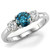 3 Stone Blue and White Diamond Engagement Ring