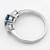3 Stone Blue and White Diamond Engagement Ring Side