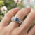 Blue Diamond Matching Engagement Ring Set Vintage Style On Hand