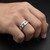 Alternating Blue and White Diamond Wedding Ring Men's Band On Hand