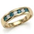 Alternating Blue and White Diamond Wedding Ring 14k Yellow Gold Men's Band