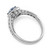 Dainty Blue and White Diamond Engagement Ring With Hidden Halo Side