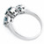 Halo Fancy Blue Diamond 3 Stone Engagement Ring Side