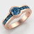 Fancy Blue Diamond Bezel Channel Engagement Ring 14k Rose Gold