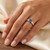 Blue Diamond Engagement Ring Channel-Set Band On Hand